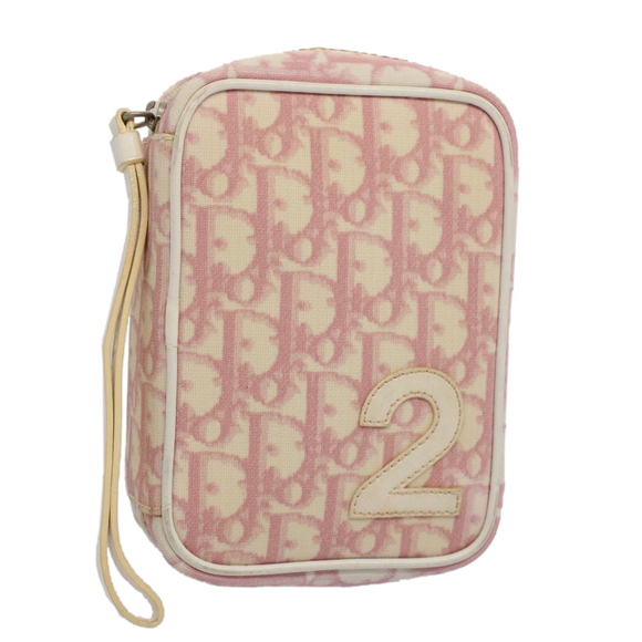 Christian Dior Trotter Canvas Pouch Pink Auth yk8940 - Picture 1 of 16